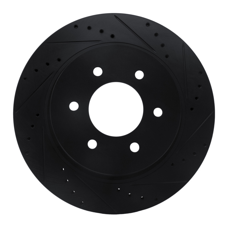 Nissan Titan XD Brake Rotor (1) - Front Right - R1 Concepts - Drilled & Slotted - Black - `16-`24